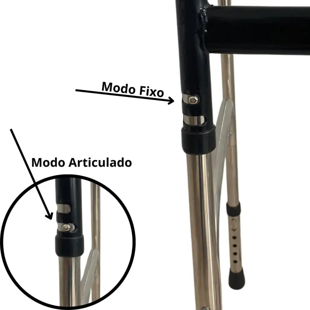 Andador 2 Barras Idoso Adulto Dobravel Articulado Fixo Regulavel 120kg Supermedy - Imagem 2