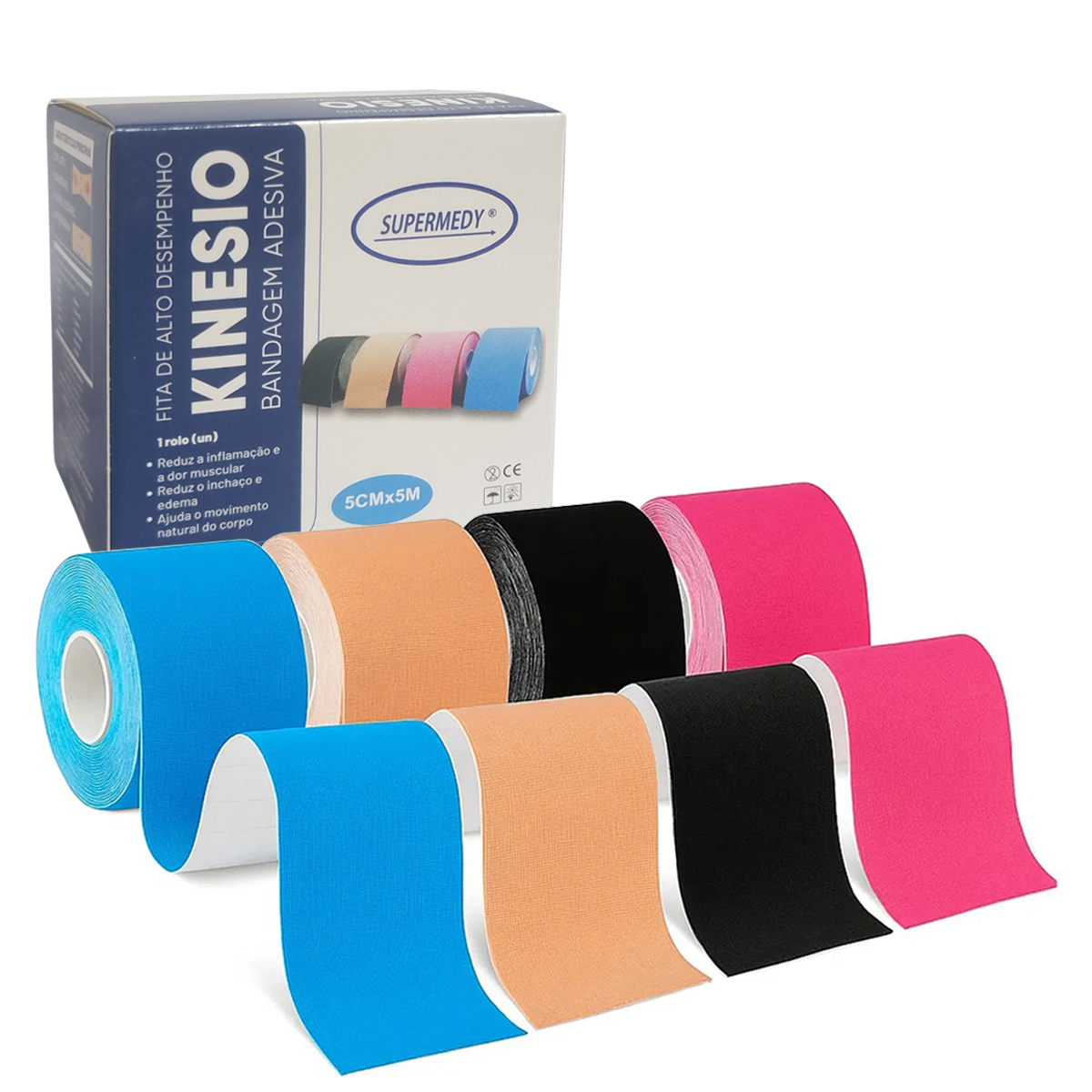 Fita Bandagem Kinesio Profissional 5cm x 5m Bandagem Elástica Adesiva