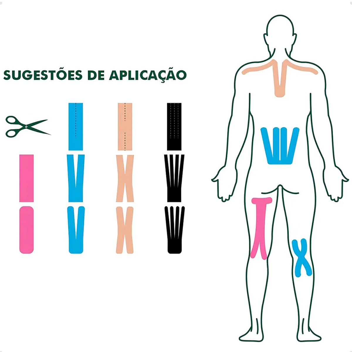 Fita Bandagem Kinesio Profissional 5cm x 5m Bandagem Elástica Adesiva - Imagem 2