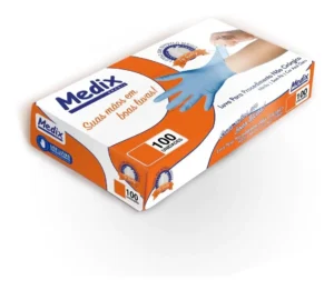 Luva Nitrílica Medix Sem Pó Antiderrapante Azul Tam. G com 100 Unidades