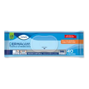 Toalha Umedecida Adulto TENA Dermacare com Tampa 40 Unidades 20x26cm