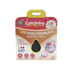 Calcinha Absorvente Lady Dry para Incontinência Urinária, Fecal e Menstrual Tamanho GG Preta