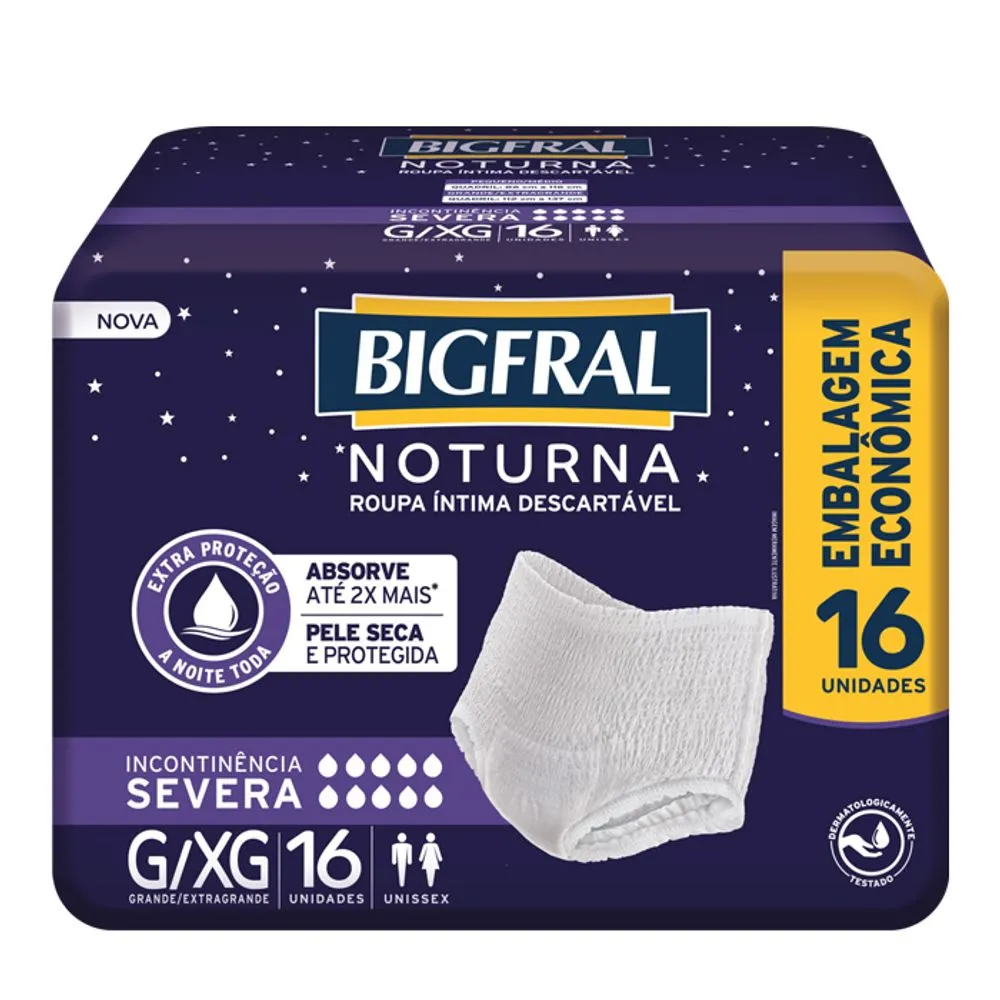 Roupa Íntima Bigfral Noturna G/XG 16 Unidades