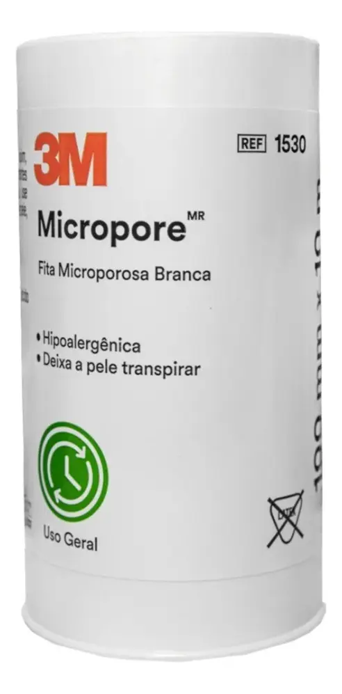 Fita Micropore Hipoalergênica Branca 3M 100mm x 10m 1 Rolo - Imagem 2