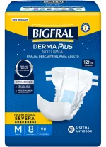 Fralda Geriátrica Bigfral Derma Plus Noturna M com 8 Unidades