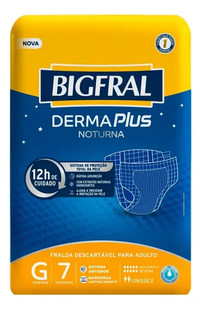Fralda Geriátrica Bigfral Derma Plus Noturna G com 7 Unidades - Imagem 3