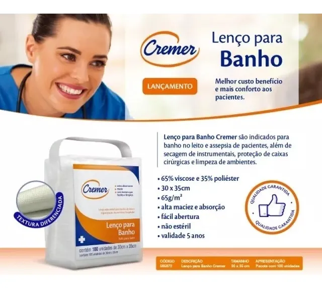 Lenço para Banho Cremer com 100 Unidades - Imagem 2