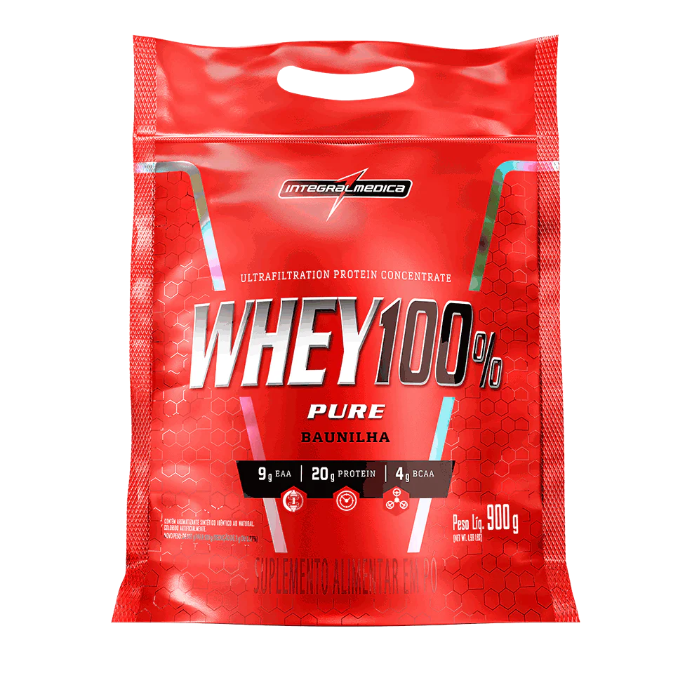 Whey 100% Pure Baunilha 900g Integralmedica – Proteína Concentrada do Soro do Leite