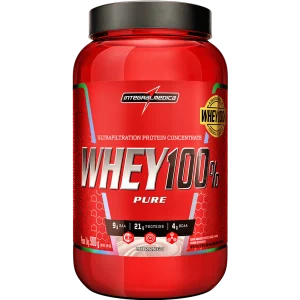 Whey Protein Concentrado 100% Pure 900g Sabor Morango Integralmedica