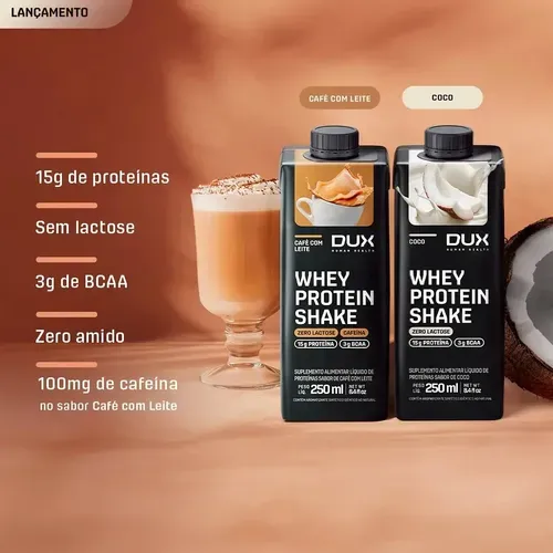 Whey Protein Shake Dux Café com Leite 250ml - Imagem 2