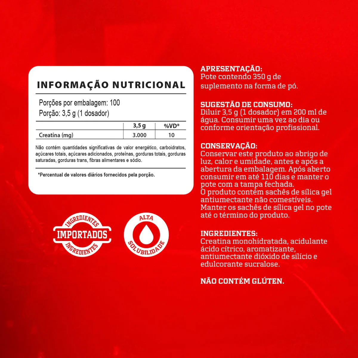 Creatina Hardcore Sabor Morango 350g Integralmedica - Imagem 2