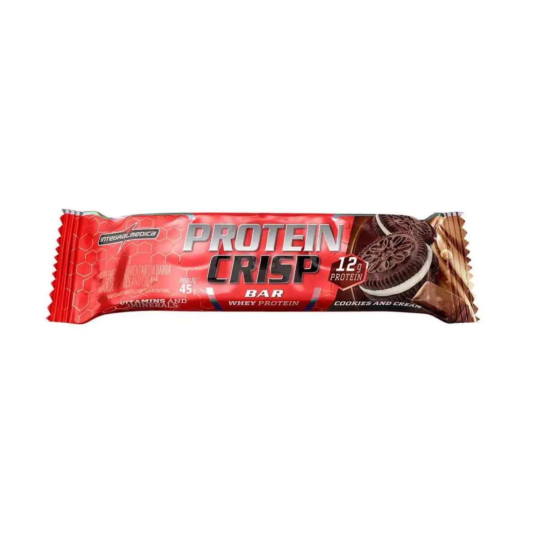 Barra de Proteína Whey Protein Crisp Bar Cookies & Cream 45g Integralmedica