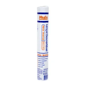 Lençol Papel Descartável Branco Rolo 50cm x 50m Medix