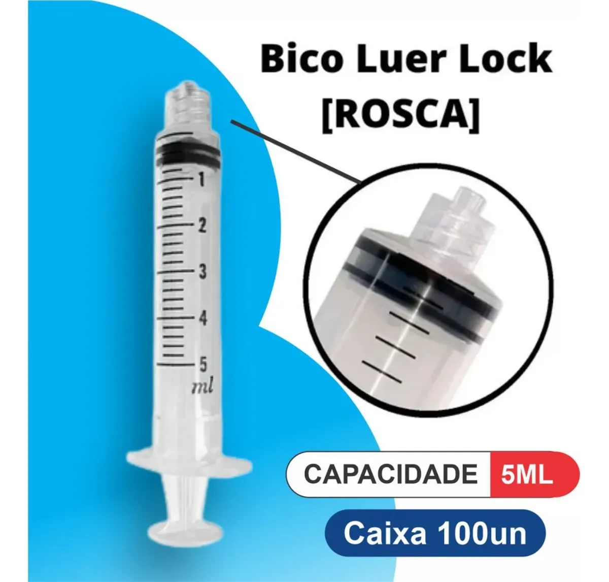 Seringa Hipodérmica Descartável 5 mL Luer Lock Sem Agulha Estéril Medix Unidade - Imagem 2